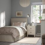 TÄRNKULLEN Upholstered bed frame, Vissle beige/Lindbåden, 90x200 cm - تصویر 2