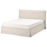 TÄRNKULLEN Upholstered bed frame, Vissle beige/Lindbåden, 180x200 cm