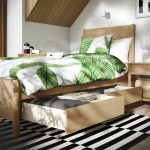 TONSTAD Bed frame with storage, oak veneer, 90x200 cm - تصویر 3