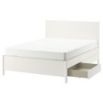 TONSTAD Bed frame with storage, off-white/Lönset, 180x200 cm
