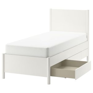 TONSTAD Bed frame with storage, off-white/Luröy, 90x200 cm