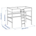 TUFFING Loft bed frame, dark grey, 90x200 cm - تصویر 4