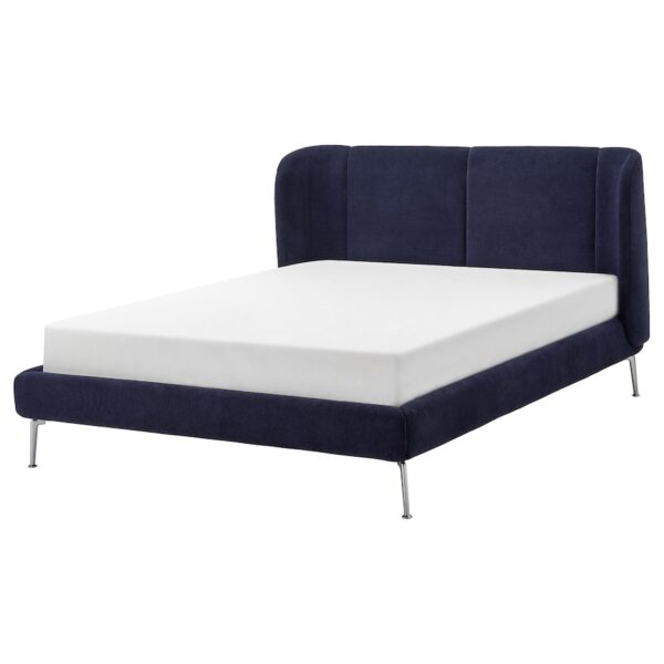 TUFJORD Upholstered bed frame, Tallmyra black-blue/Luröy, 180x200 cm