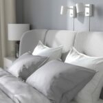 TUFJORD Upholstered bed frame, Tallmyra white/black/Luröy, 180x200 cm - تصویر 6