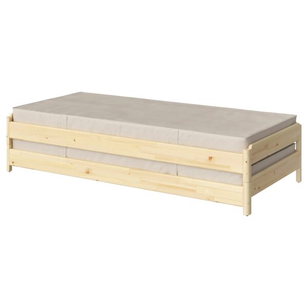 UTÅKER Stackable bed with 2 mattresses, pine/Vannareid extra firm, 80x200 cm