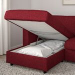 VIMLE 3-seat sofa-bed with chaise longue, Lejde red/brown - تصویر 4