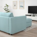 VIMLE 3-seat sofa-bed with chaise longue, Saxemara light blue - تصویر 4