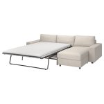 VIMLE 3-seat sofa-bed with chaise longue, with wide armrests/Gunnared beige - تصویر 2
