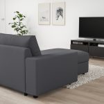 VIMLE 3-seat sofa-bed with chaise longue, with wide armrests/Hallarp grey - تصویر 6