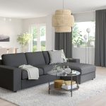 VIMLE 3-seat sofa-bed with chaise longue, with wide armrests/Hallarp grey - تصویر 3