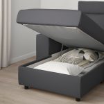 VIMLE 3-seat sofa-bed with chaise longue, with wide armrests/Hallarp grey - تصویر 5
