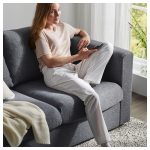 VIMLE Crnr sofa-bed, 5-seat w chaise lng, Gunnared medium grey - تصویر 3