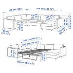 VIMLE Crnr sofa-bed, 5-seat w chaise lng, Hallarp grey - تصویر 10