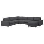 VIMLE Crnr sofa-bed, 5-seat w chaise lng, with wide armrests/Hallarp grey