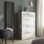 BRIMNES Chest of 4 drawers, white/frosted glass, 78x124 cm - تصویر 2