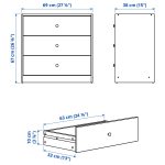 GURSKEN Chest of 3 drawers, light beige, 69x67 cm - تصویر 6