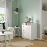 HAUGA Chest of 3 drawers, white, 70x84 cm - تصویر 4