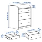 HAUGA Chest of 3 drawers, white, 70x84 cm - تصویر 7