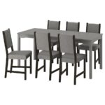 میز و صندلی ناهارخوری 6 نفره ایکیا مدل HAUGA / STEFAN خاکستری