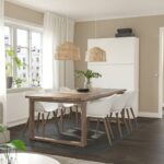 میز و صندلی ناهارخوری 6 نفره ایکیا مدل MÖRBYLÅNGA / GRÖNSTA بلوط/سفید - تصویر 2