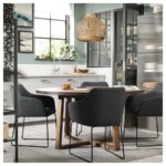 میز و صندلی ناهارخوری 4 نفره گرد ایکیا مدل MÖRBYLÅNGA / TOSSBERG روکش بلوط/خاکستری تیره - تصویر 3