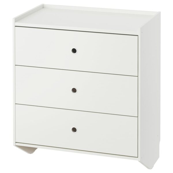 RACKNÄS Chest of 3 drawers, white/wall mounted, 69x78 cm