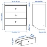RACKNÄS Chest of 3 drawers, white/wall mounted, 69x78 cm - تصویر 8