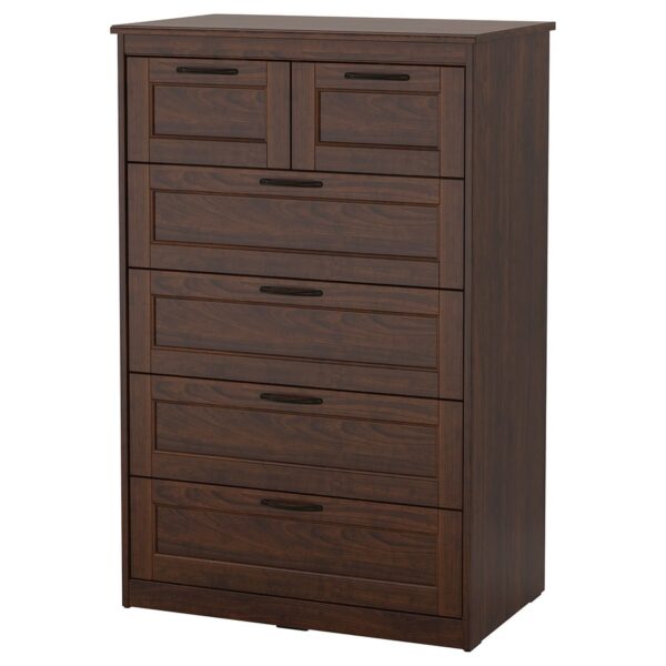 SONGESAND Chest of 6 drawers, brown, 82x126 cm