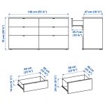 VIHALS Chest of 6 drawers, white/anchor/unlock-function, 140x47x75 cm - تصویر 4